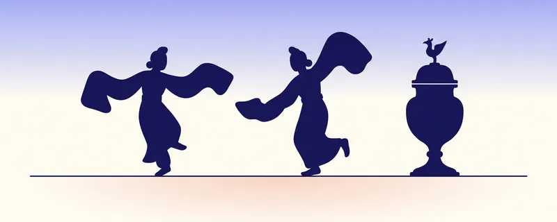 삼국·가야 시대 배너 – 춤추는 두 사람과 향로 실루엣