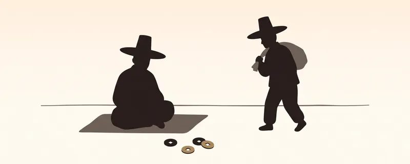 조선 후기 시대 배너 – 장터의 상인과 엽전